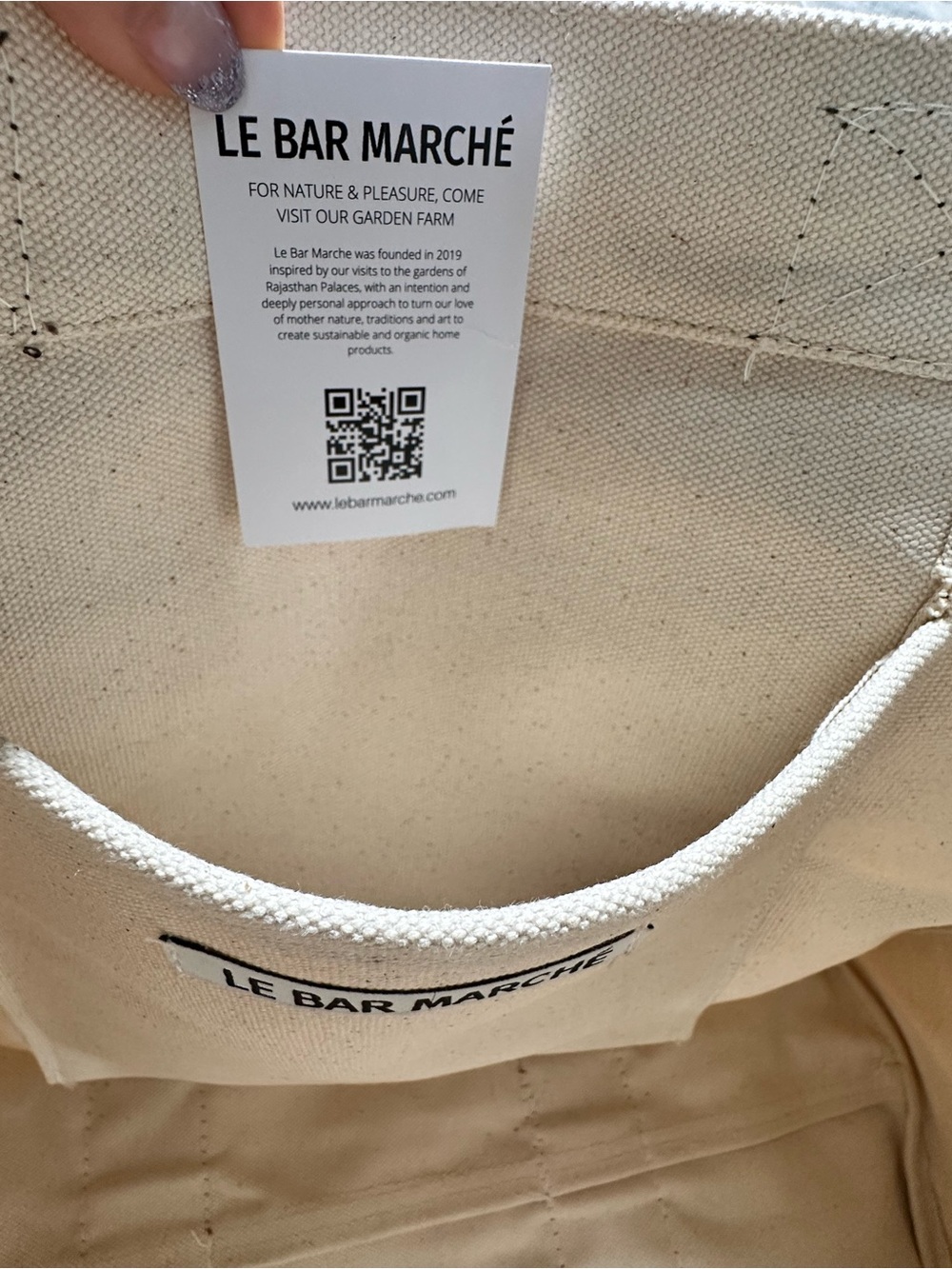 Canvas Beach Tote Cream/Brown - Picture 2 of 11